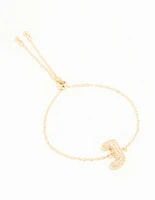 Gold Plated Cubic Zirconia Bubble J Pavé Toggle Bracelet