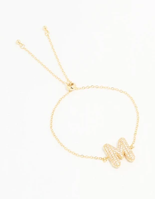 Gold Plated Cubic Zirconia Bubble M Pavé Toggle Bracelet