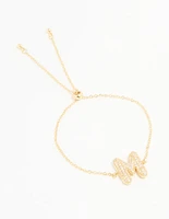 Gold Plated Cubic Zirconia Bubble M Pavé Toggle Bracelet