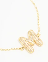 Gold Plated Cubic Zirconia Bubble M Pavé Toggle Bracelet
