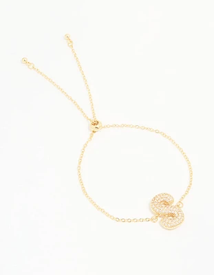 Gold Plated Cubic Zirconia Bubble S Pavé Toggle Bracelet