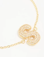 Gold Plated Cubic Zirconia Bubble S Pavé Toggle Bracelet