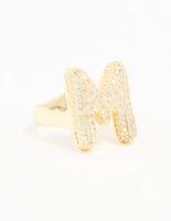 Gold Plated Cubic Zirconia Bubble M Pave Ring