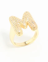 Gold Plated Cubic Zirconia Bubble M Pave Ring