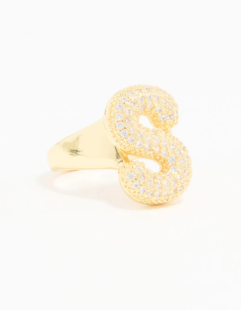 Gold Plated Cubic Zirconia Bubble S Pavé Ring