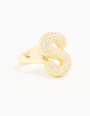 Gold Plated Cubic Zirconia Bubble S Pavé Ring