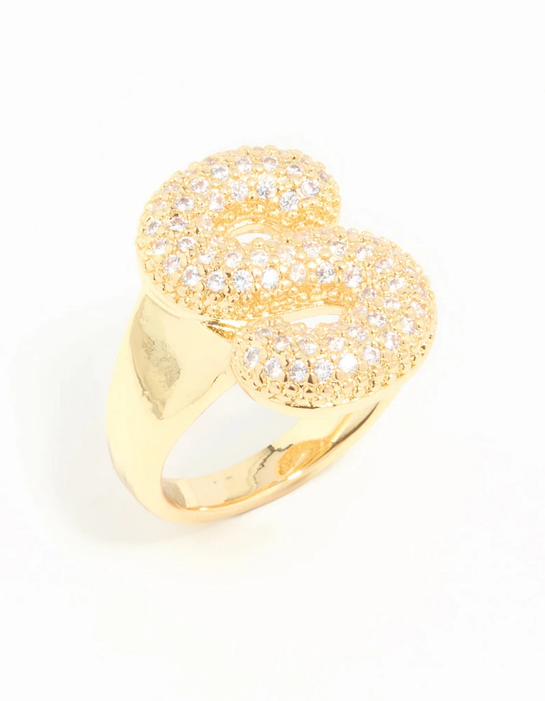 Gold Plated Cubic Zirconia Bubble S Pavé Ring