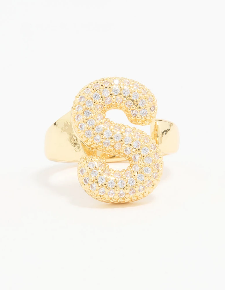 Gold Plated Cubic Zirconia Bubble S Pavé Ring