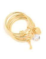 Gold Plated Cubic Zirconia Letter J Charm Ring