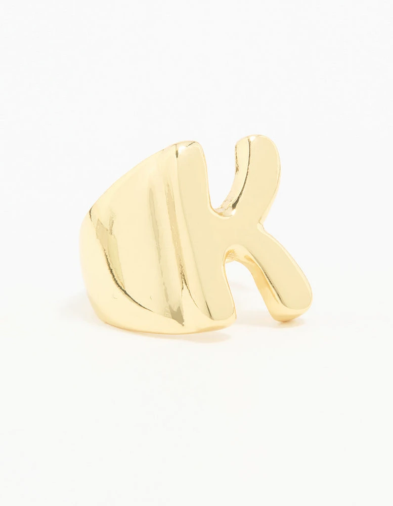 Gold Plated Bubble K Ring