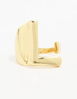 Gold Plated Bubble Letter L Ring