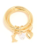 Gold Cubic Zirconia Letter K Charm Ring