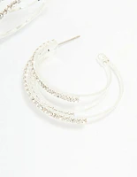 Silver Diamante Trio Hoop Earrings