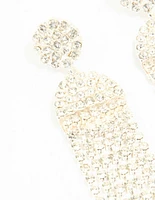 Silver Diamante Circle Cupchain Drop Earrings