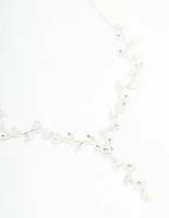 Silver Diamante Vine Lariat Necklace