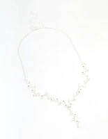Silver Diamante Vine Lariat Necklace