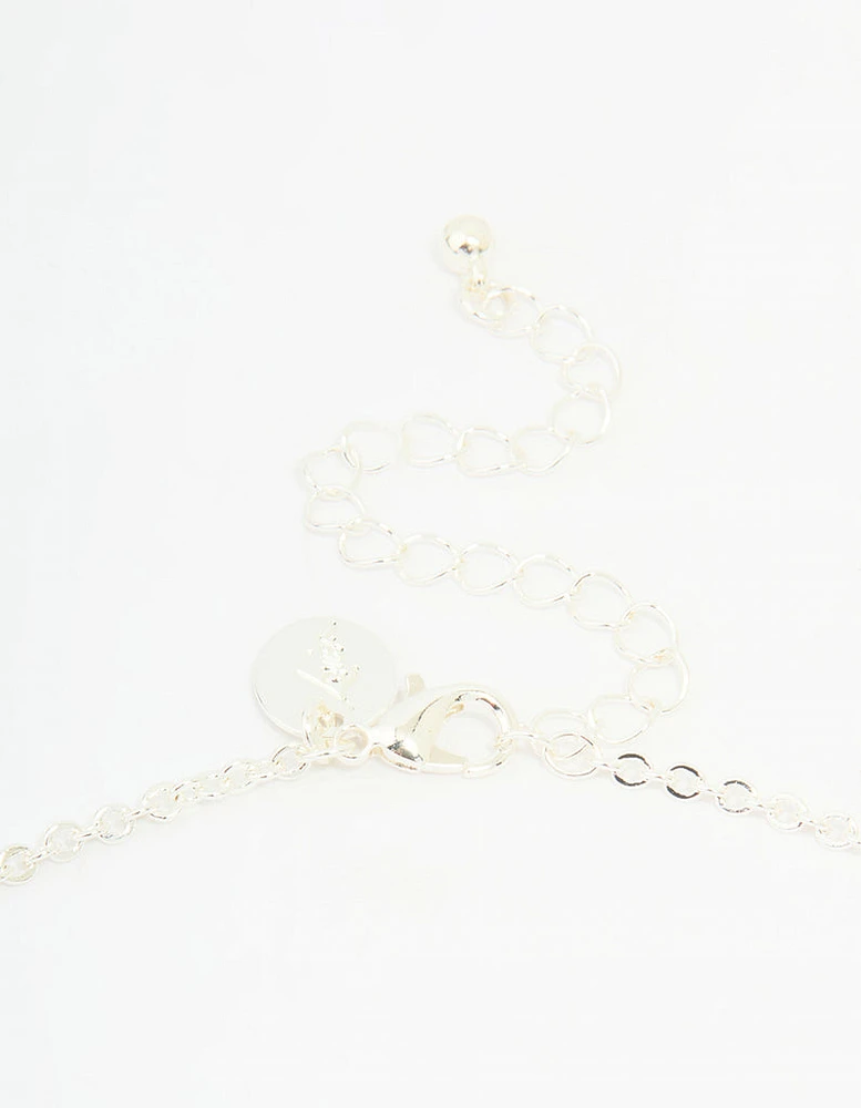 Silver Diamante Vine Lariat Necklace