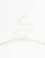 Silver Diamante Pearl Drop Y-Necklace & Earrings Set