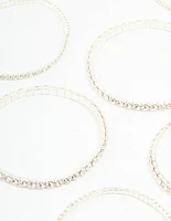 Silver Diamante Stretch Bracelets 8-Pack