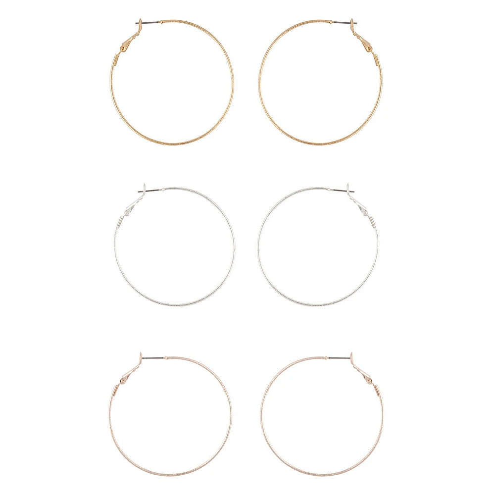 Mixed Metal Textured Hoop Earring Pack