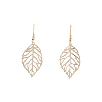 Gold Filigree Leaf Drop Earrings