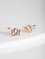 Gold Snake Stud Earrings