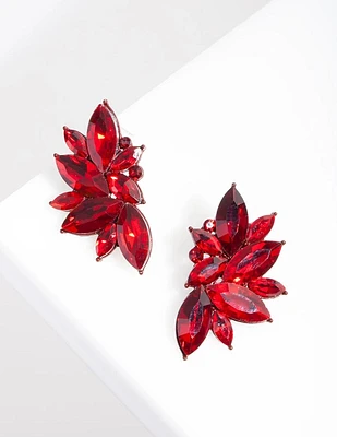 Red Gem Statement Stud Earrings