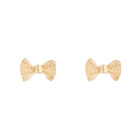 Gold Metal Bow Stud Earrings