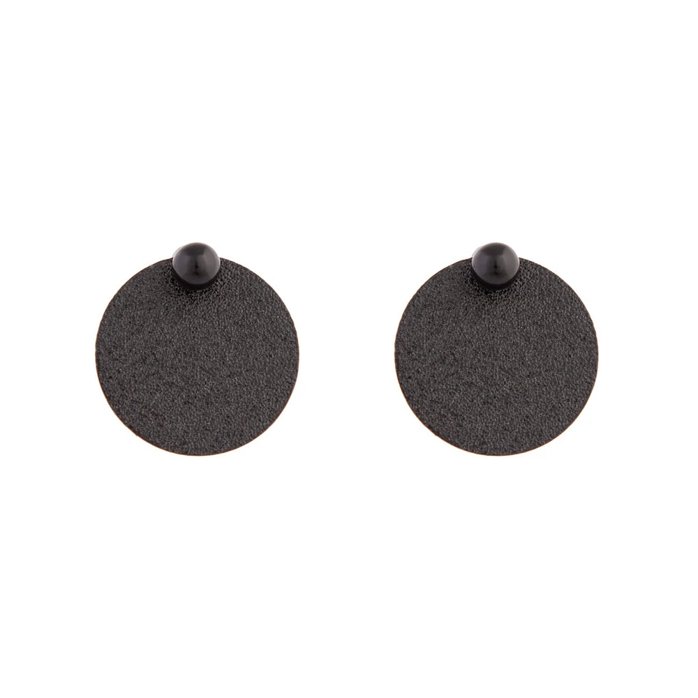 Black Textured Disc Stud Earrings