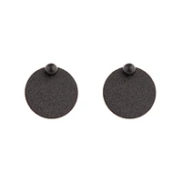 Black Textured Disc Stud Earrings