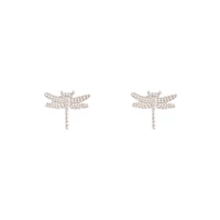 Rhodium Dragonfly Stud Earrings