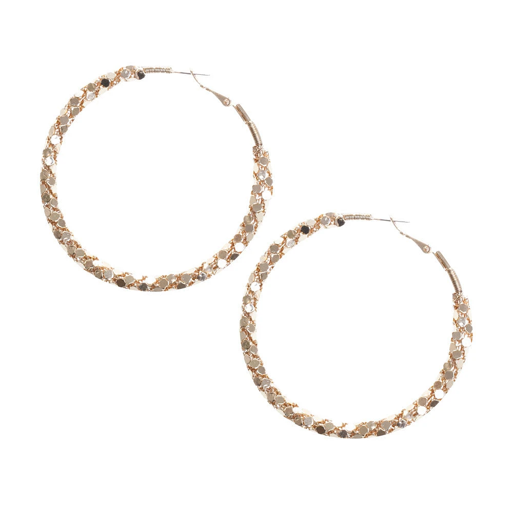 Gold Mesh Wrap Hoop Earrings