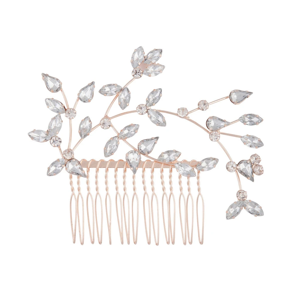 Rose Gold Marquise Diamante Wire Comb