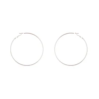 Silver Rounded 7cm Hoop Earrings