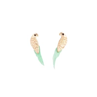 Gold Bird Feather Stud Earrings