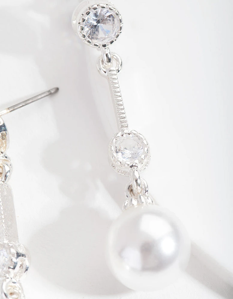 Silver Pearl Drop Earrings