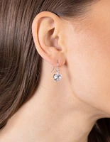 Silver Crystal Flower Earrings