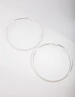 Silver Flat Edge Hoop Earrings