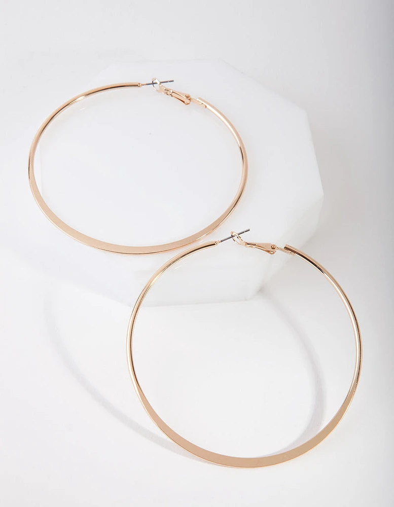 Gold Flat Edge Hoop Earrings