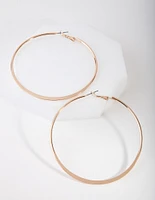 Gold Flat Edge Hoop Earrings