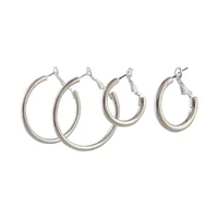 Silver Thick Hoop Pack