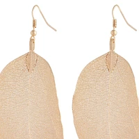 Gold Natural Leaf Earrings