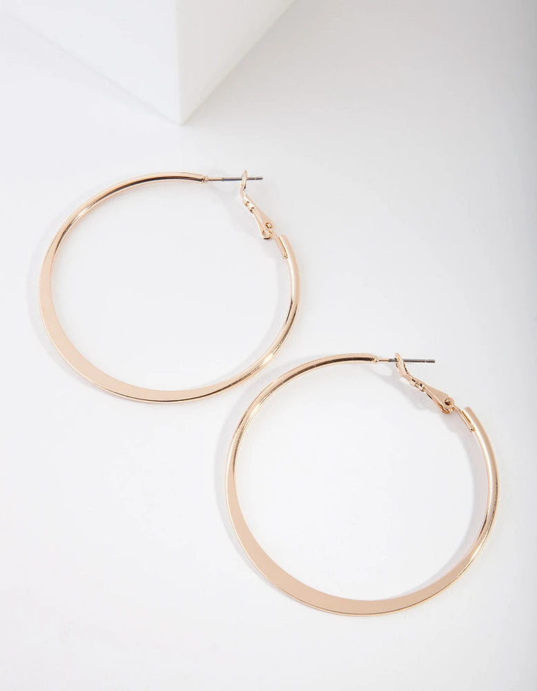 Gold Flat Edge Hoop Earrings