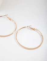 Gold Flat Edge Hoop Earrings