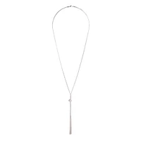 Silver Chain Tassel & Knotted Lariat Necklace