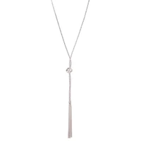 Silver Chain Tassel & Knotted Lariat Necklace