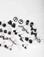 Black Mismatch Bowtie Earring 20 Pack