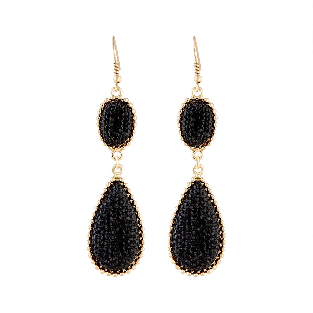 Black Gold Teardrop Jelly Earrings