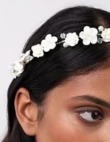 White Flower Pearl Halo Headband