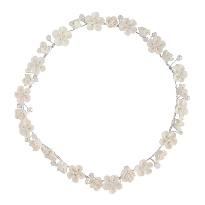 White Flower Pearl Halo Headband